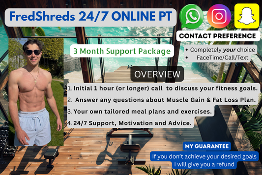 24/7 ONLINE PT - 3 month (Muscle Gain & Fat Burn Plan Included)